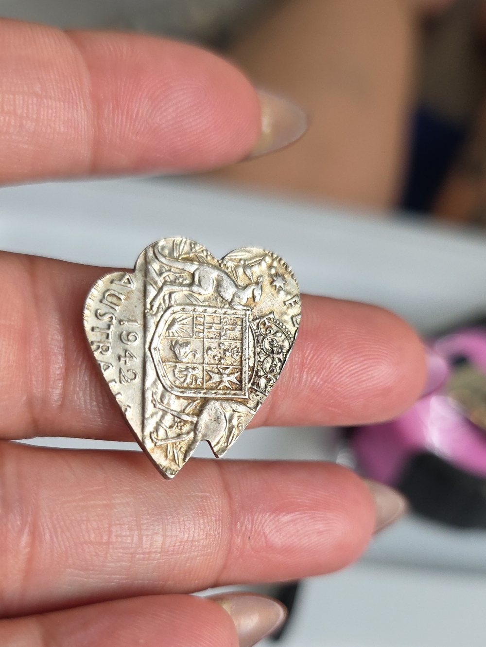 Vintage Silver Heart Coin Pendant - Unbranded
